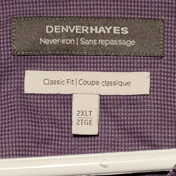Denver Hayes Purple Never Iron Classic Fit Long Sleeve Button Down Shirt  2XL - Picture 3 of 10